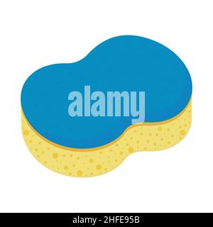 Insulated sponge for washing dishes and cleaning the house, color vector illustration in the flat style. Stock Vector