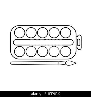 watercolor paints for drawing black outline, isolated vector in flat style Stock Vector