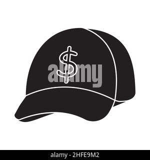 men's cap with a dollar sign, black outline, vector illustration Stock ...