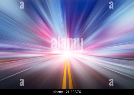 blur fast moving high speed road business perform concept Stock Photo
