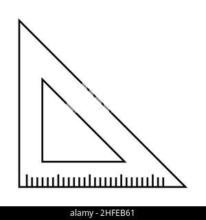 triangle-shaped ruler black outline, isolated vector in flat style Stock Vector