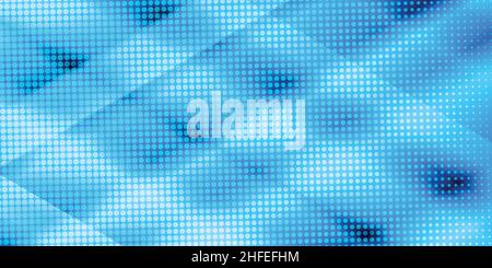 90-s style. Creative illustration in halftone style with blue gradient. Abstract colorful geometric background. Pattern for wallpaper, web page Stock Vector
