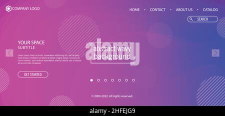 Website Landing Home Page Purple pink blue abstract trendy wavy vector background template Stock Vector