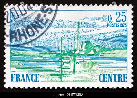 FRANCE - CIRCA 1976: a stamp printed in the France shows View of Central France, Region, circa 1976 Stock Photo