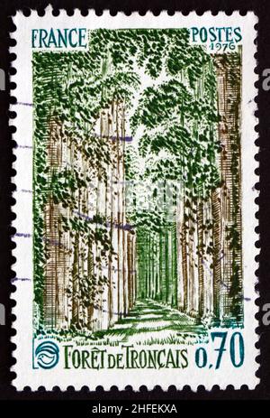 FRANCE - CIRCA 1976: a stamp printed in the France shows Troncais Forest, Protection of Environment, circa 1976 Stock Photo