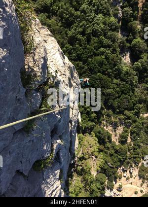 Cala Goloritze with the Aguglia a steep rock spire Stock Photo