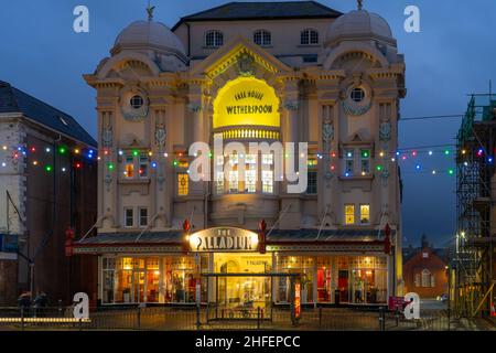 The Palladium old Cinema, now a Wetherspoon Pub, Llandudno, North Wales. Image taken in December 2021. Stock Photo