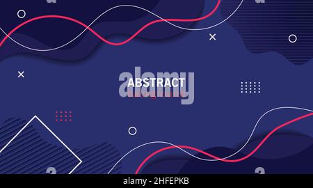 Memphis blue abstract modern futuristic background with halftone and line elements Stock Vector
