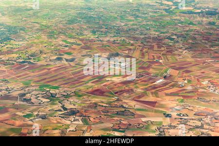 aerial of countryside and fields around madrid Stock Photo