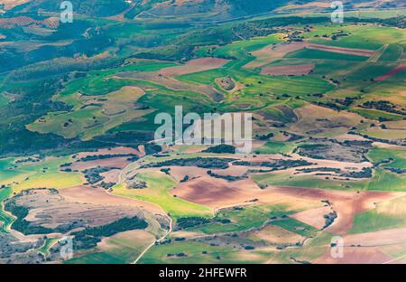 aerial of countryside and fields around madrid Stock Photo