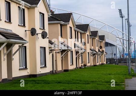 Limerick, Ireland-January, 15,2022.View on the Cratloe Rd, Serial buildings of urban houses Stock Photo