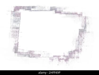 Rolled black grungy ink frame  isolated on white background Stock Photo