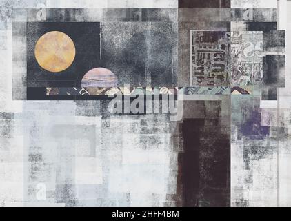 Handmade multilayered creative background made with various painting media Stock Photo