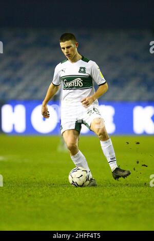 Hillsborough, Sheffield, England -15th January 2022 Adam Randell (20) of Plymouth - during the game Sheffield Wednesday v Plymouth Argyle, Sky Bet League One, 2021/22, Hillsborough, Sheffield, England - 15th January 2022  Credit: Arthur Haigh/WhiteRosePhotos/Alamy Live News Stock Photo