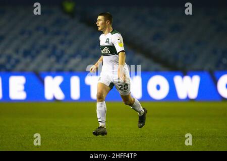 Hillsborough, Sheffield, England -15th January 2022 Adam Randell (20) of Plymouth - during the game Sheffield Wednesday v Plymouth Argyle, Sky Bet League One, 2021/22, Hillsborough, Sheffield, England - 15th January 2022  Credit: Arthur Haigh/WhiteRosePhotos/Alamy Live News Stock Photo