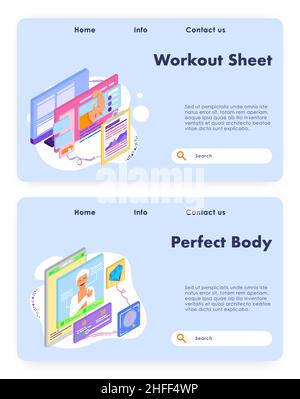 Body health control indicators. Workout and fitness program. Healthy lifestyle, wellness, health analysis. Vector web site design template. Landing Stock Vector