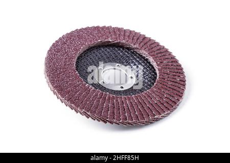 Abrasive flap disc for grinder isolated on white Stock Photo