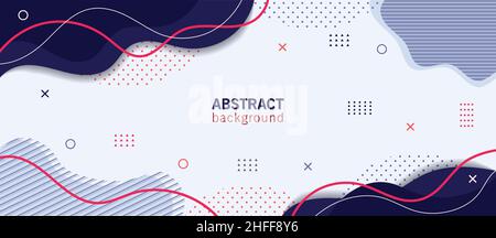 Memphis Geometric white blue abstract modern futuristic background with halftone and line elements vector illustration Stock Vector