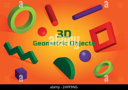 3d geometric shapes background Stock Vector