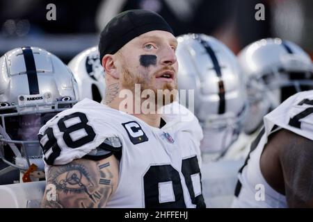 Las Vegas Raiders defensive end Maxx Crosby (98) looks on from