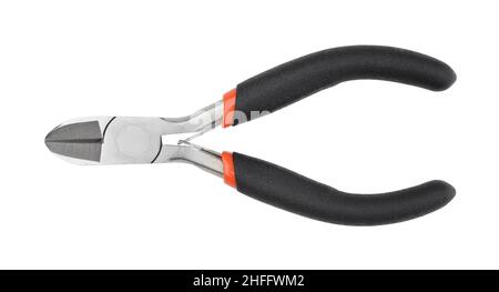 Small side cutters isolated on white. Top view. Stock Photo