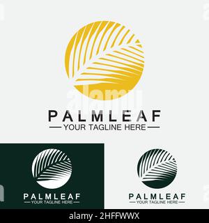 Tropical Palm leaf logo vector design template Stock Vector