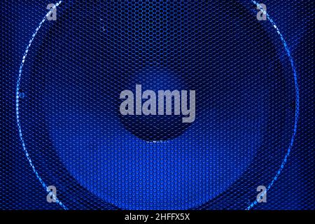 Sound music loudspeaker stereo audio loud bass acoustic speaker close-up background. Stock Photo