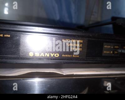 Sanyo vinyl player. Vintage analog player. turntable Stock Photo