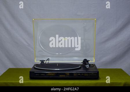 Sanyo vinyl player. Vintage analog player. turntable Stock Photo