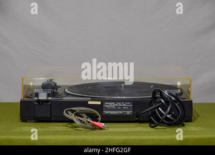 Sanyo vinyl player. Vintage analog player. turntable Stock Photo