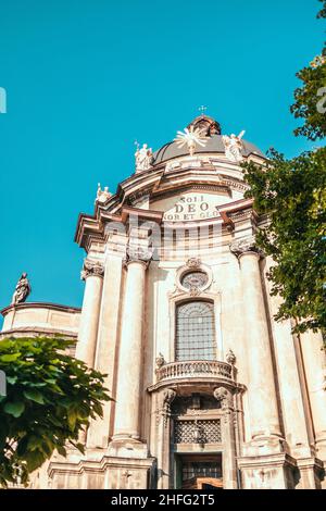 Old town lviv city center. Dominican Church, Lviv. Greek Catholic church of the Holy Eucharist Stock Photo