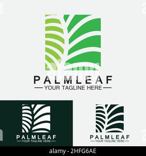 Tropical Palm leaf logo vector design template Stock Vector
