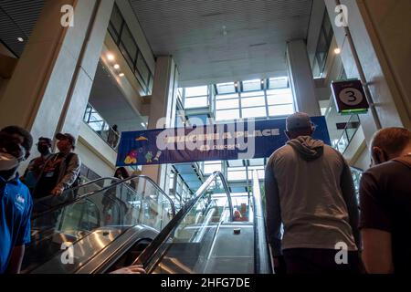 Seattle, WA USA - circa September 2021: View of people walking around PAX West at the Seattle Convention Center during the Covid 19 outbreak Stock Photo