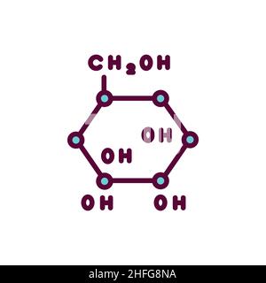 Glucose formula line icon. Isolated vector element. Stock Vector