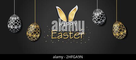 Happy Easter Banner Background Vector illustration. Website header vector illustration Stock Vector