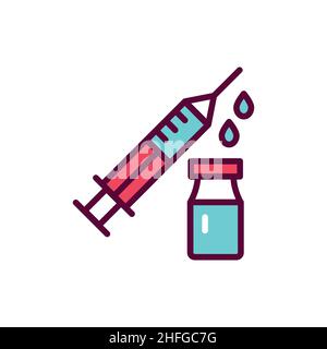 Drug injection line icon. Isolated vector element. Stock Vector