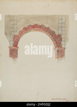 Restoration Drawing: Main Doorway &amp; Arch to Mission House, 1936. Stock Photo