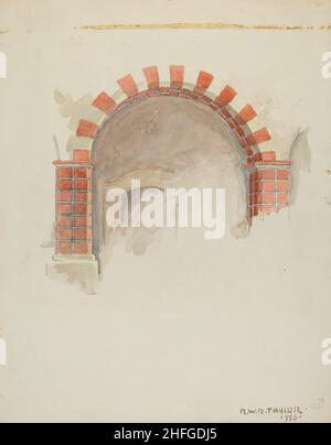 Restoration Drawing: Main Doorway and Arch to Mission House, 1936. Stock Photo