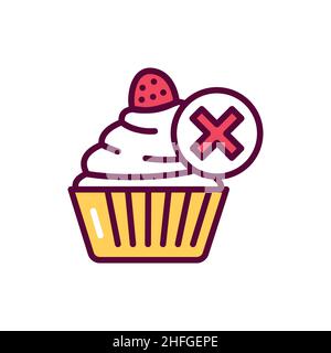 Forbidden food line icon. Isolated vector element. Stock Vector