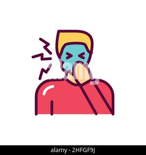 Nausea line icon. Isolated vector element. Stock Vector