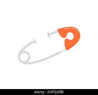 Pin for sewing isolated on white background. Cartoon flat style. Vector illustration Stock Vector