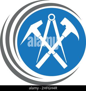 Roofing Tools, Tools, Roofer, Logo, Background Stock Vector