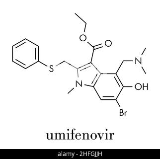 Umifenovir influenza drug molecule. Skeletal formula Stock Vector Image ...