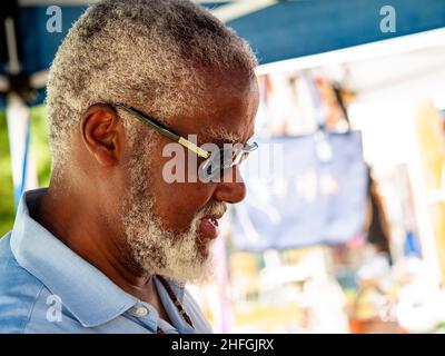 Portrait of a white bearded black man Stock Photo