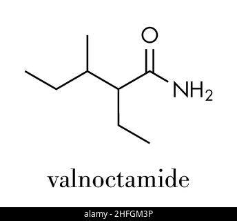 Valnoctamide sedative drug molecule. Skeletal formula. Stock Vector