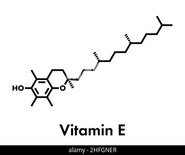 Vitamin E (alpha tocopherol) molecule. Skeletal formula. Stock Vector