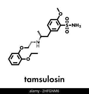 Tamsulosin benign prostatic hyperplasia (BPH) drug molecule. Skeletal formula. Stock Vector