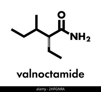 Valnoctamide sedative drug molecule. Skeletal formula. Stock Vector