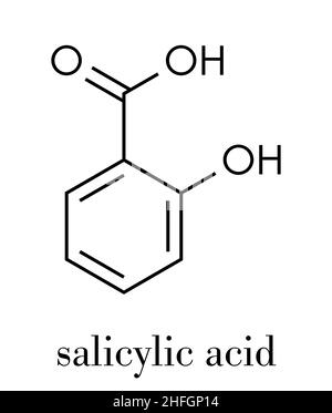 Salicylic acid molecule. Used in cosmetics, in dermatological medicines, etc. Skeletal formula. Stock Vector