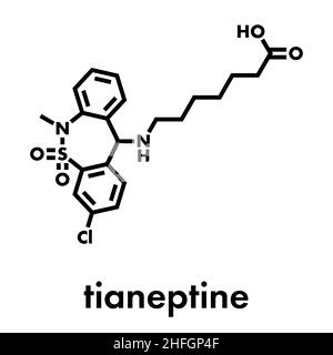 Tianeptine molecule. It is tricyclic antidepressant TCA. Structural ...